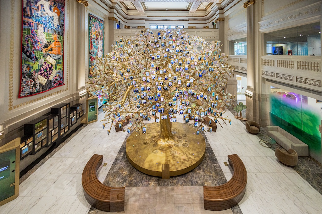 The “Tree of Generations” at the American Dream Experience. Photograph courtesy of the Milken Center for Advancing the American Dream.